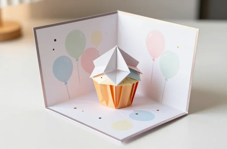 15 Origami Birthday Card Ideas: Cupcake Card That Stands Up