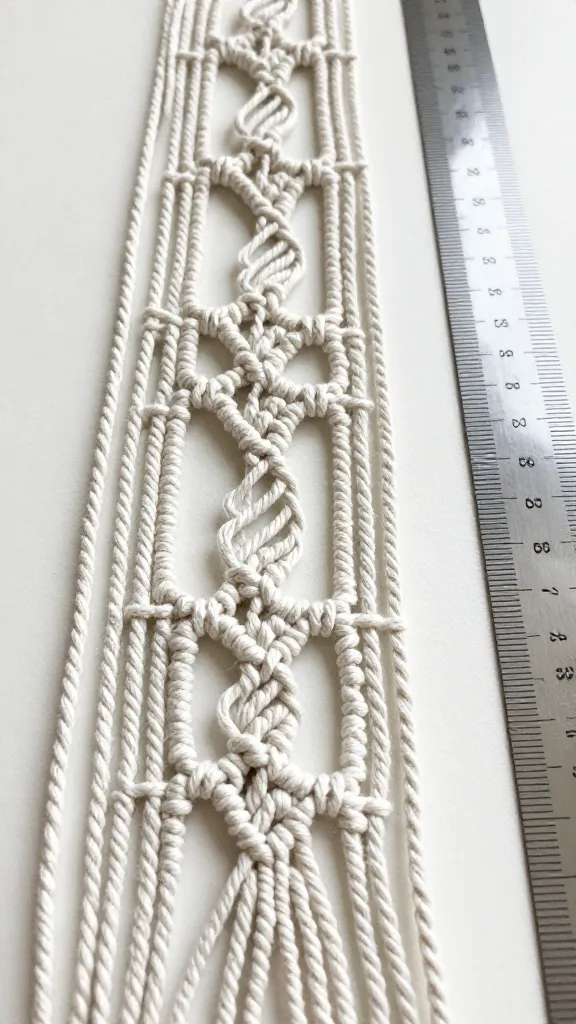 How to Make a Macramé Bracelet for Beginners 2 Closeup of cotton macramé cords laid flat with a ruler beside them