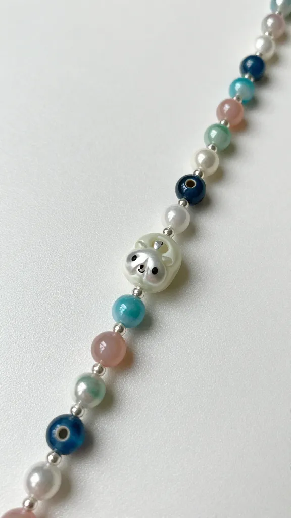 How to Make a Macramé Bracelet for Beginners 4 Closeup of beads on a tabletop, ready to be added to a bracelet lace