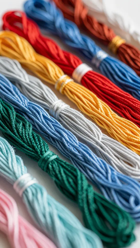 How to Make a Friendship Bracelet Step by Step: Easy DIY Fun 2 Closeup of colorful embroidery floss strands aligned for bracelet