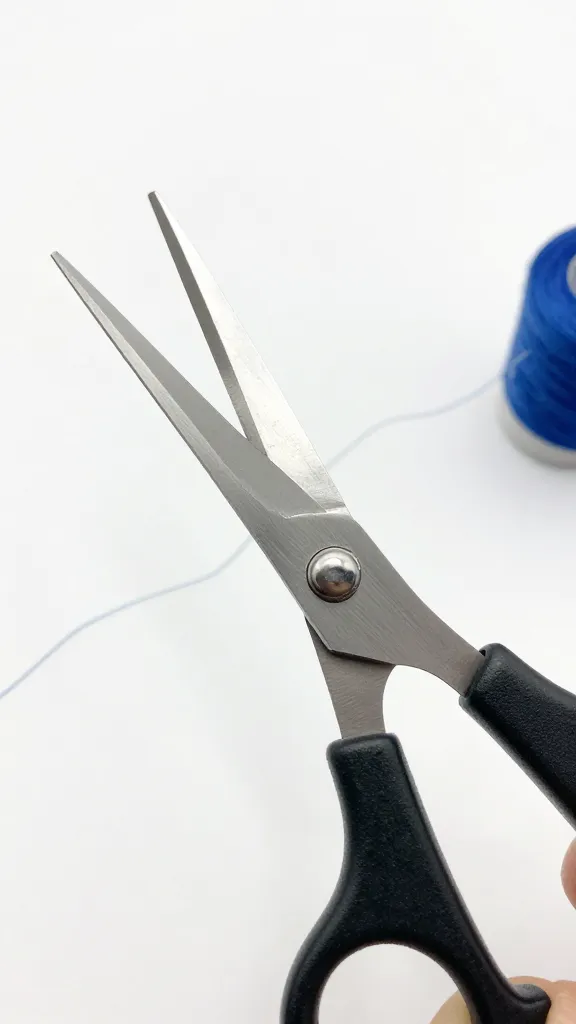 How to Make a Friendship Bracelet Step by Step: Easy DIY Fun 3 Closeup of sharp scissors cutting bright thread against white surface