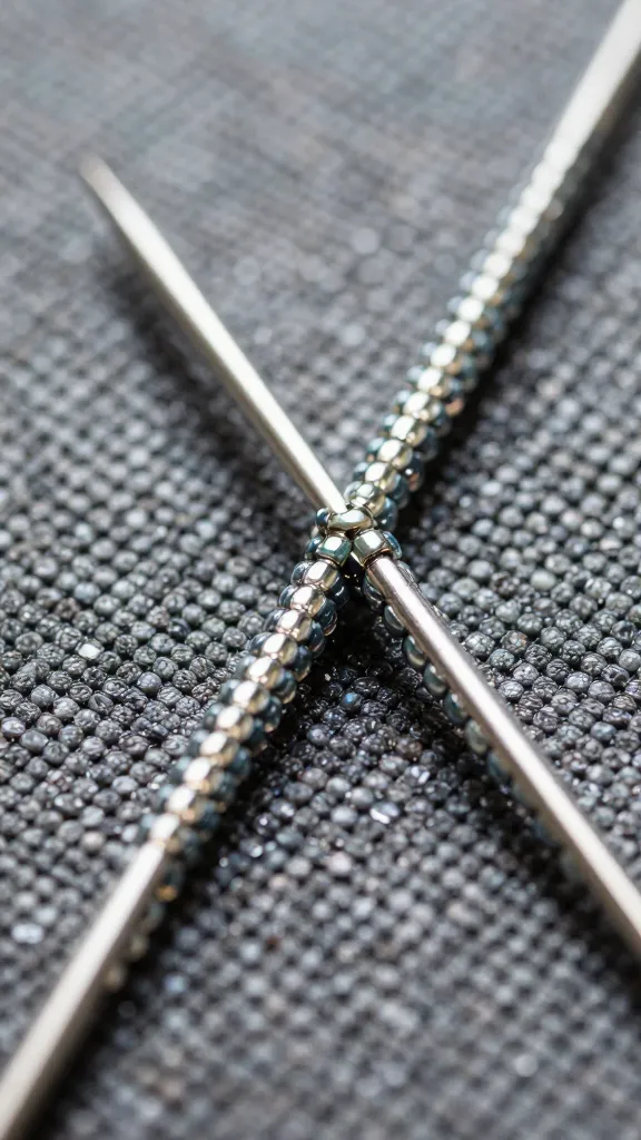 Seed Beads Vs Pony Beads for Bracelets: Tiny Power, Bold Picks 4 Tight portrait of a single seed bead weaving needle crossing beads, focus on bead surface