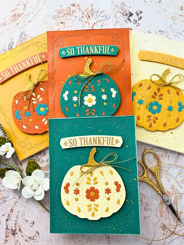 17 Cozy Fall Themed DIY Birthday Card Ideas That Feel Like a Warm Hug 11 Folk Art Pumpkin Birthday Cards in Four Fall Colors