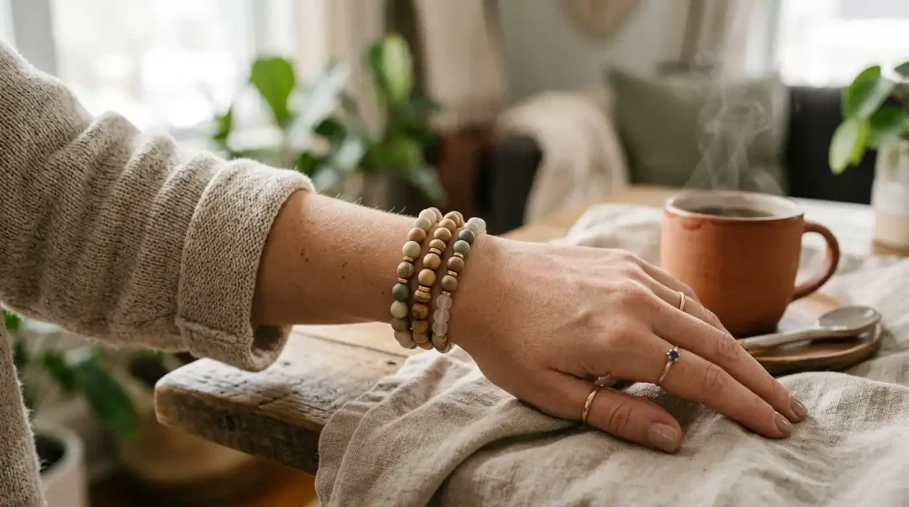 How to Make Beaded Bracelet at Home With No Special Tools 3 Woman_wearing_beaded_bracelets_202606190859
