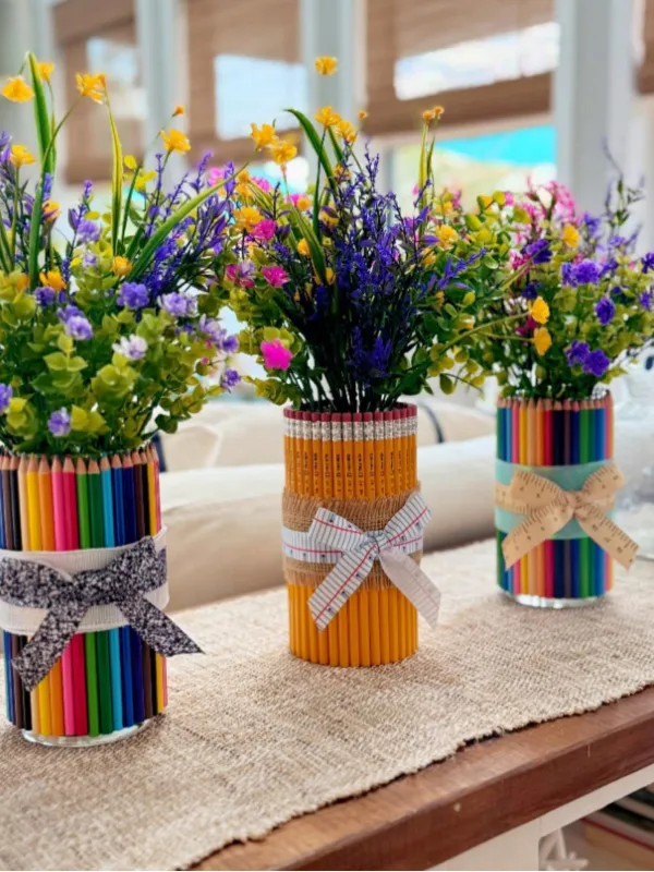 Colored Pencil Vase Centerpieces