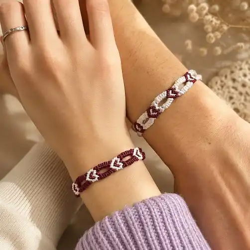 20 Cute Friendship Bracelet Ideas (Beaded, Woven, and Charm Styles) 15 Crochet Heart Chain Bracelet Pair