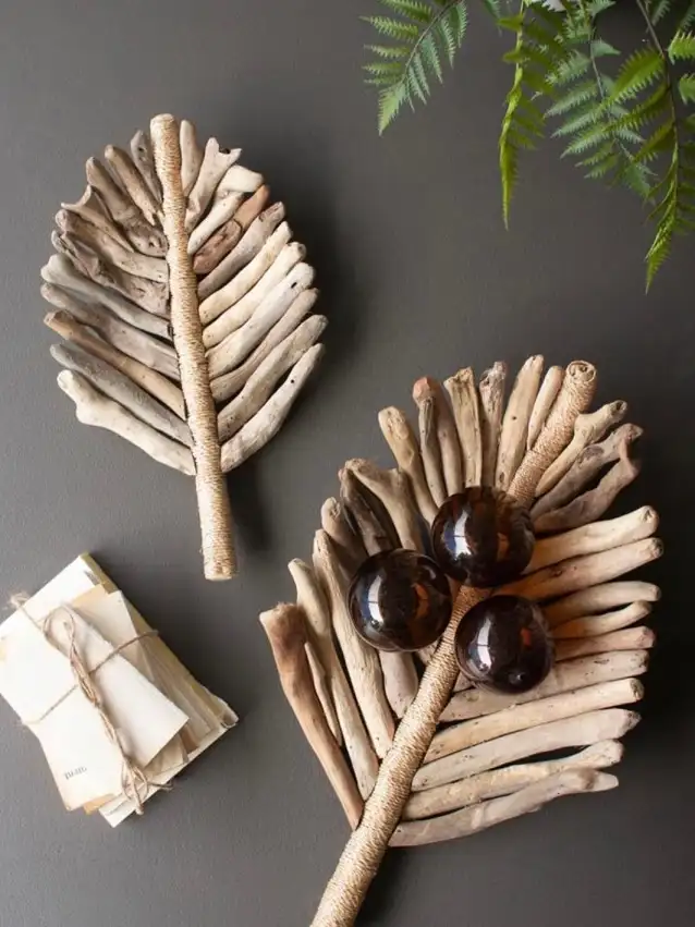 Driftwood Leaves Built From Beach Sticks