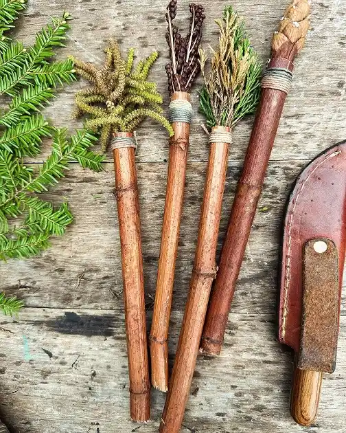 Foraged Paintbrushes Made From Sticks and Plants