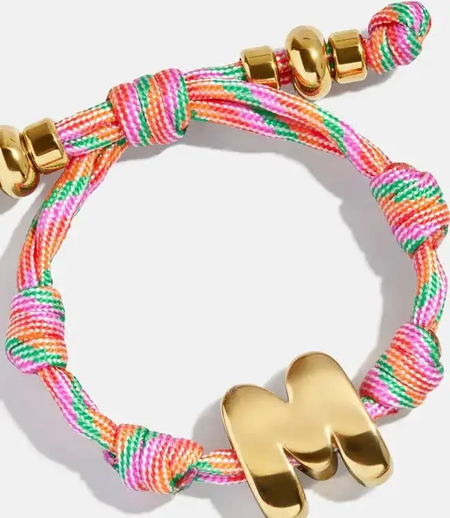 Knotted Cord Bracelet with a Gold Initial