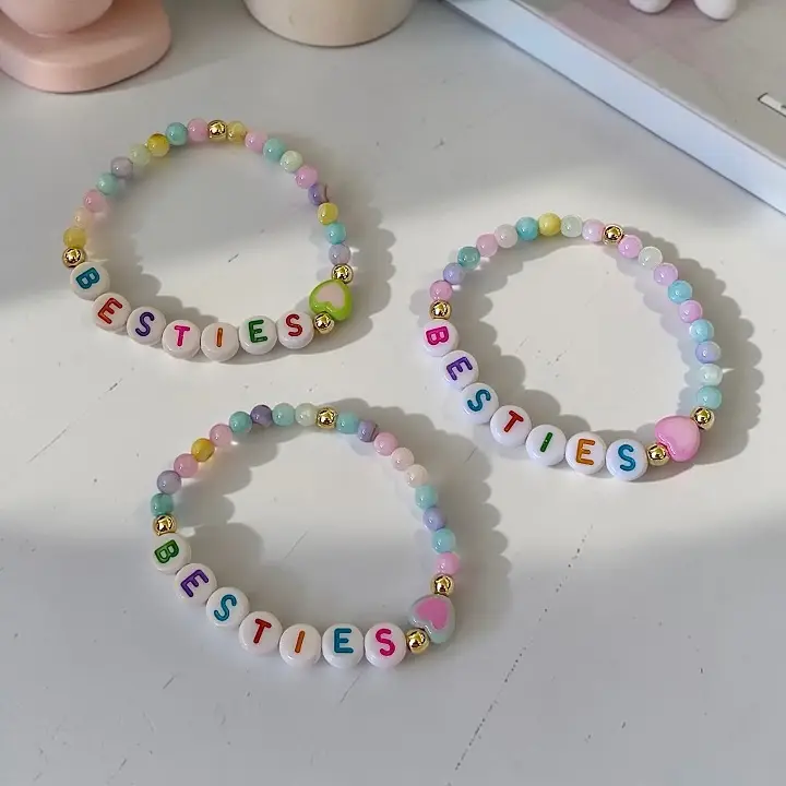 13 Friendship Bracelet Ideas for Preschool Crafts 8 Stretch Cord BESTIES Bracelets for First Timers