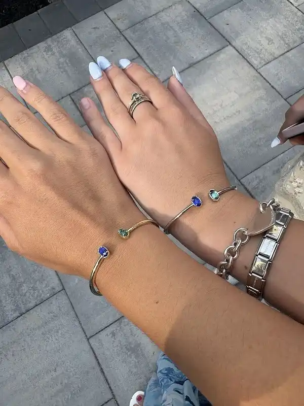20 Cute Friendship Bracelet Ideas (Beaded, Woven, and Charm Styles) 18 Gemstone Open Cuff Bangle Pair