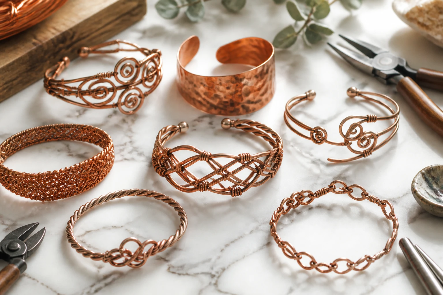 6 DIY Wire Bracelet Ideas Using Copper Wire for a Warm Artisan Look