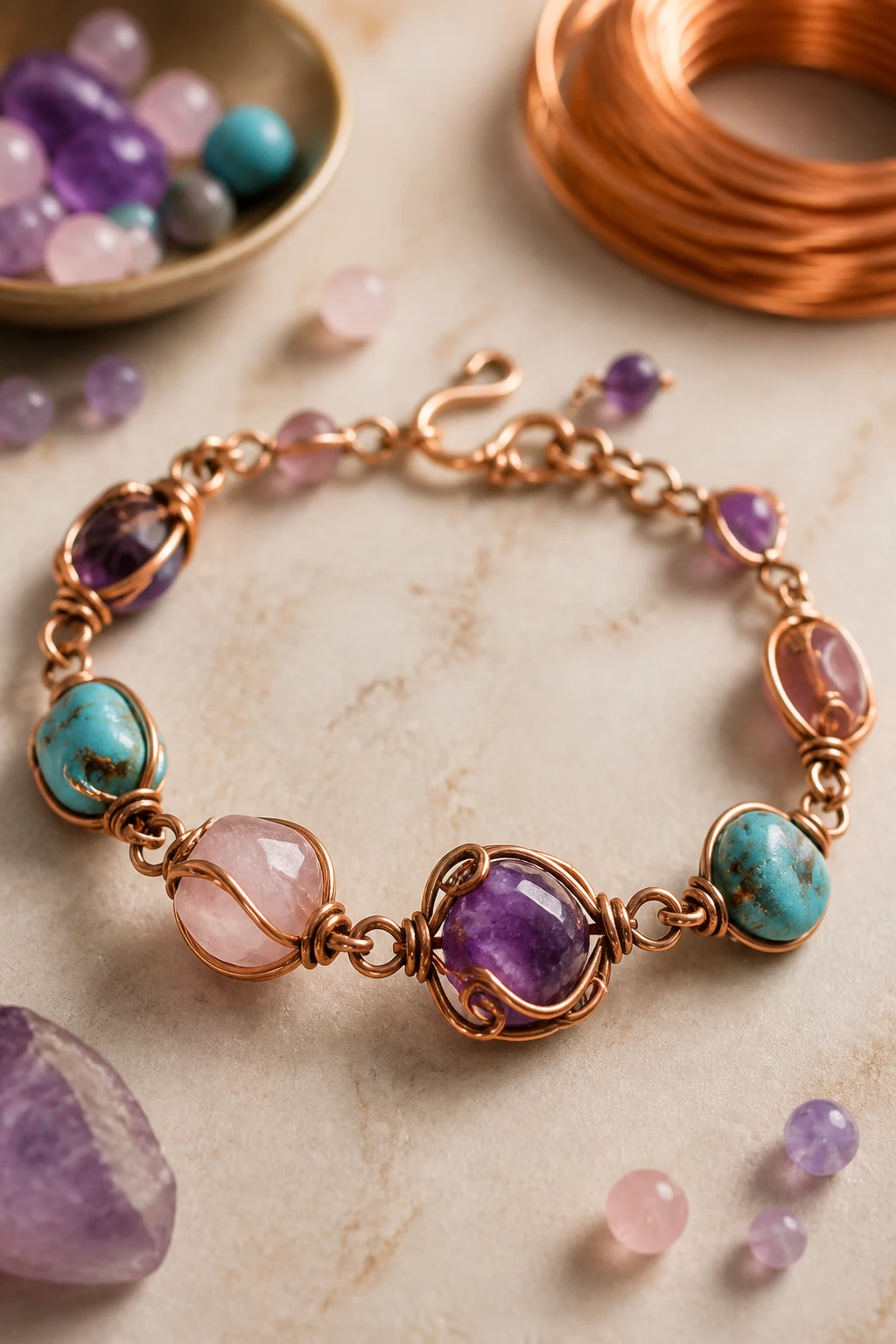 6 DIY Wire Bracelet Ideas Using Copper Wire for a Warm Artisan Look 3 Item 2