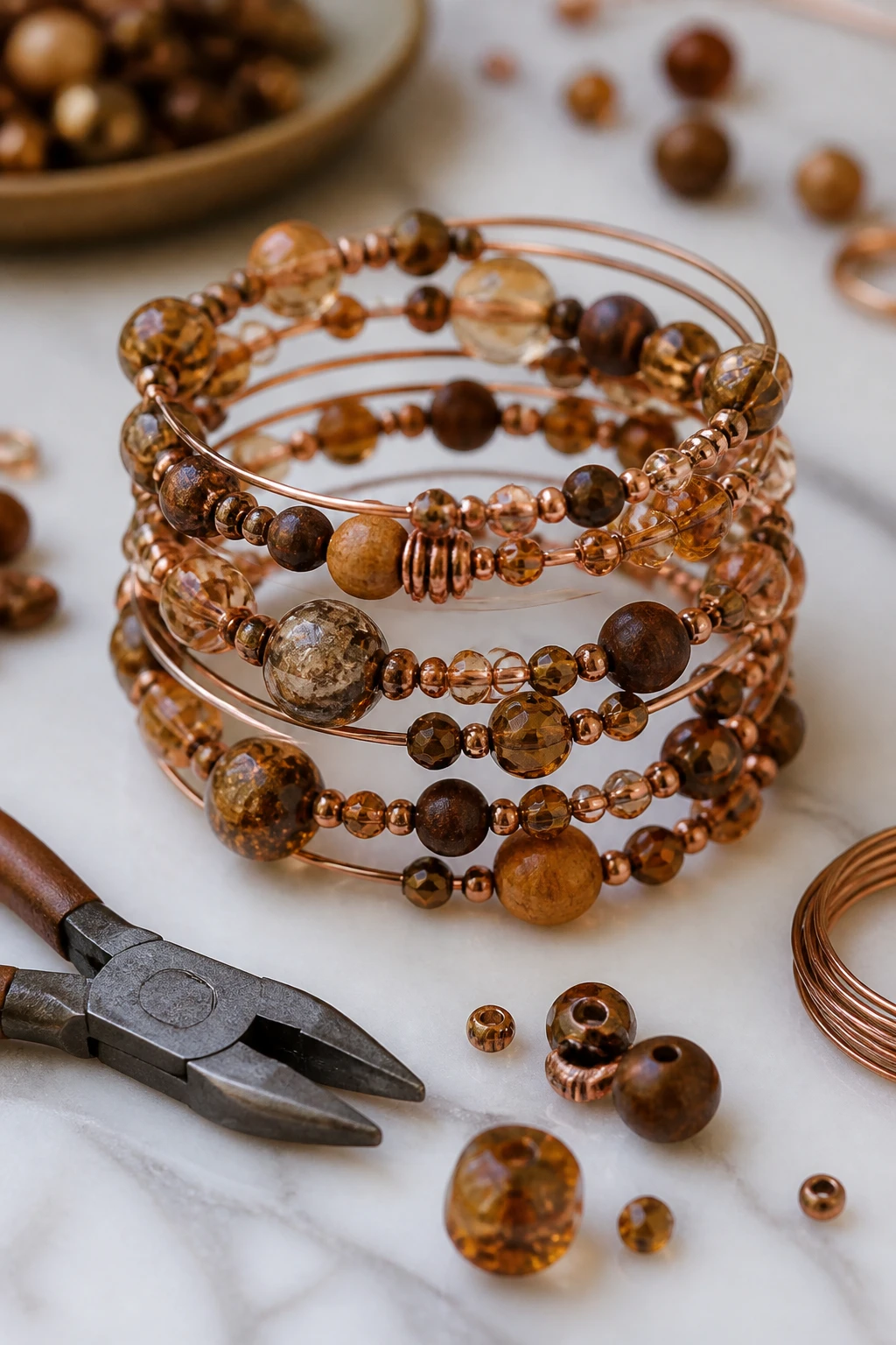 6 DIY Wire Bracelet Ideas Using Copper Wire for a Warm Artisan Look 6 Item 5