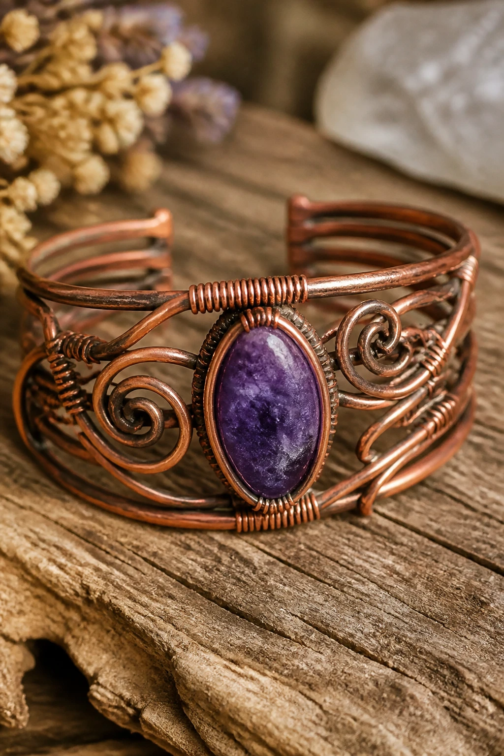 7 Rustic Wire Bracelet Ideas Using Copper and Natural Beads 2 Item 1
