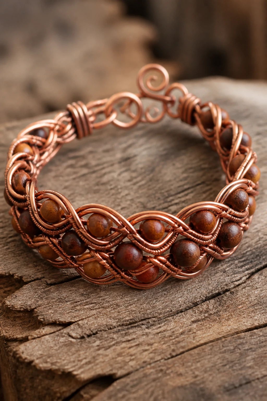 7 Rustic Wire Bracelet Ideas Using Copper and Natural Beads 3 Item 2