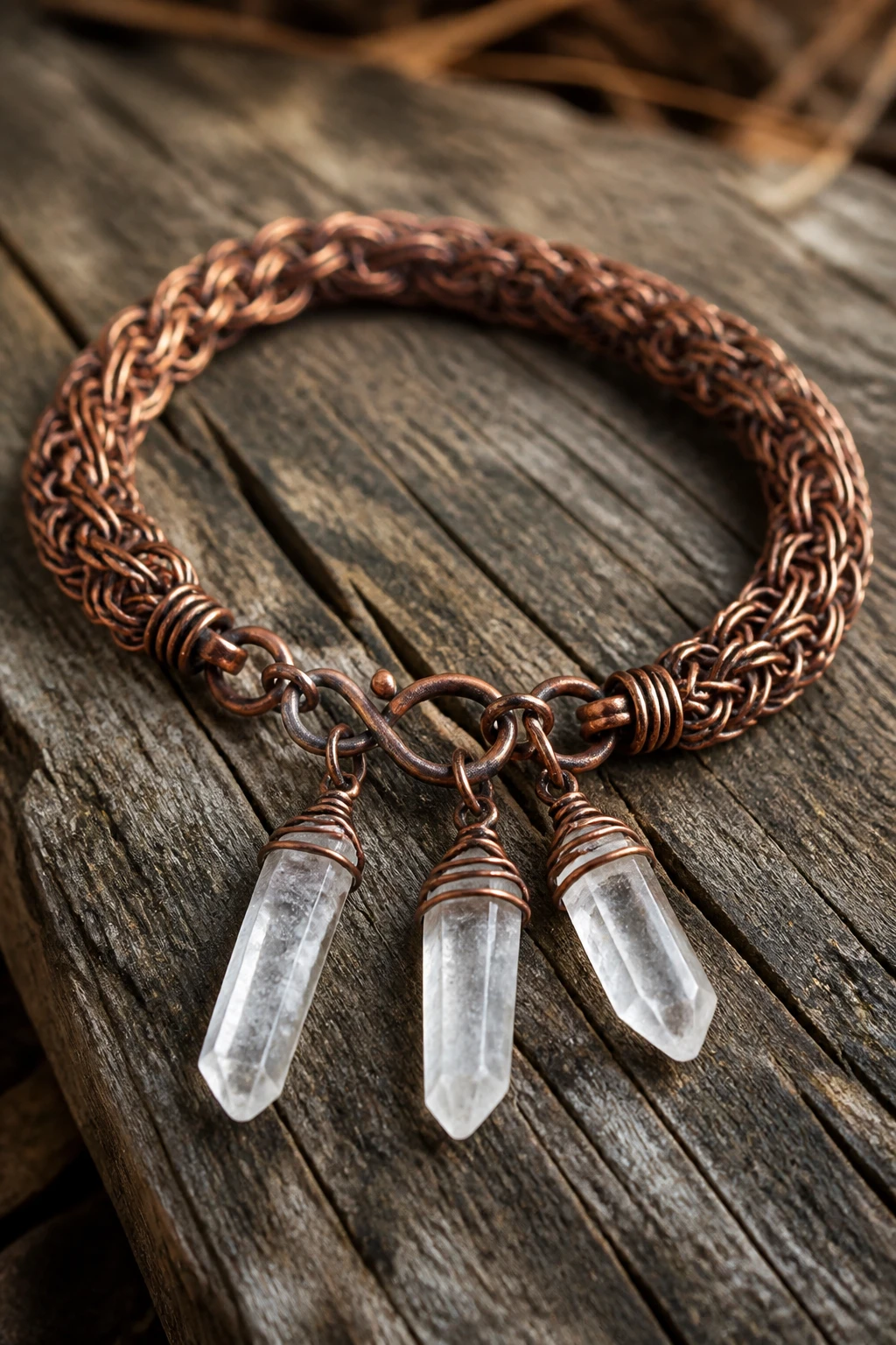 7 Rustic Wire Bracelet Ideas Using Copper and Natural Beads 8 Item 7