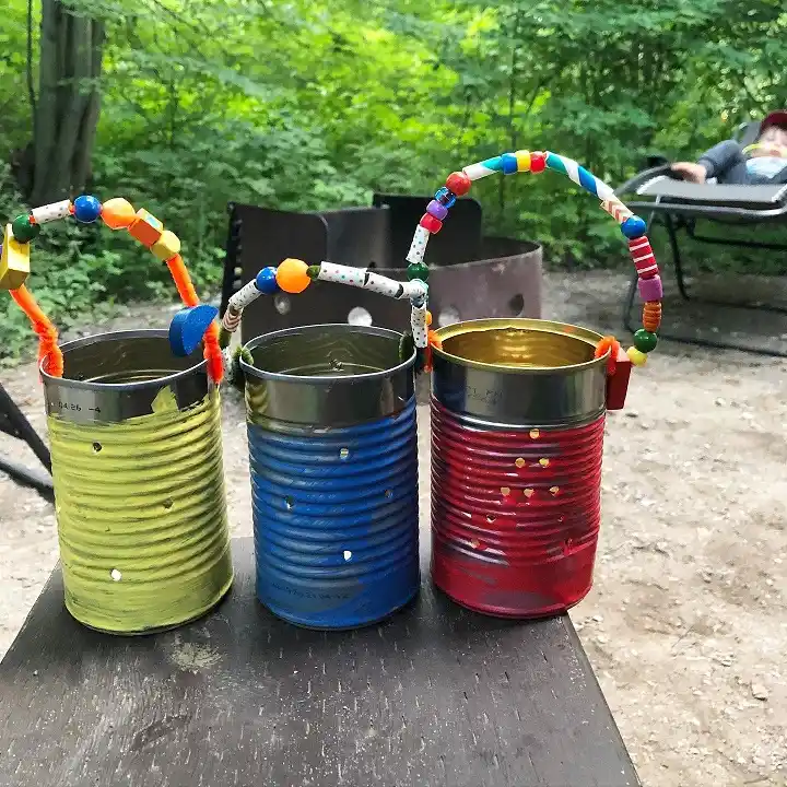 Punched Tin Can Lanterns for the Fire Pit