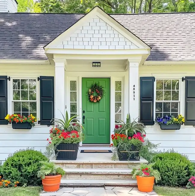 16 Minimalist Front Porch Ideas That Look Expensive on a Budget 14 One Bold Door Color on an Otherwise Quiet House