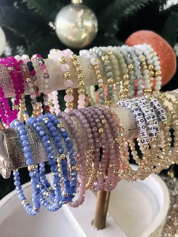 15 Back to School Bracelet Ideas to Trade 3 1. Color-Sorted Crystal Bracelets for an Easy Trade Table
