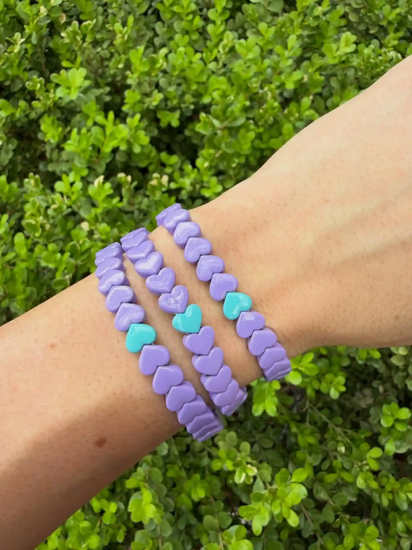 15 Back to School Bracelet Ideas to Trade 6 4. Chunky Heart Bead Bracelets That Read as a Set From Across the Room