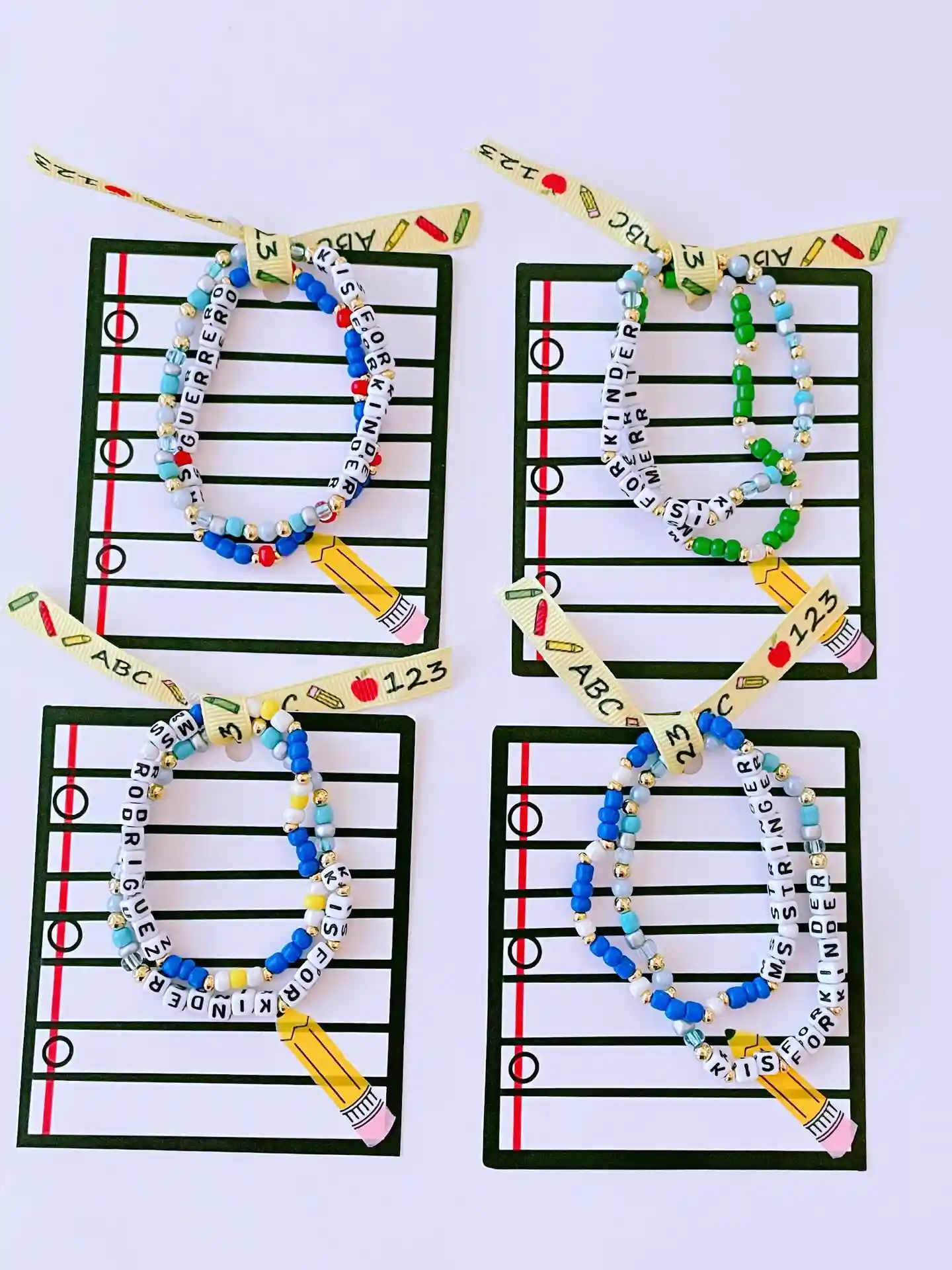 15 Back to School Bracelet Ideas to Trade 9 7. Personalized Name Bracelets Made for Trading With a Teacher Gift Twist