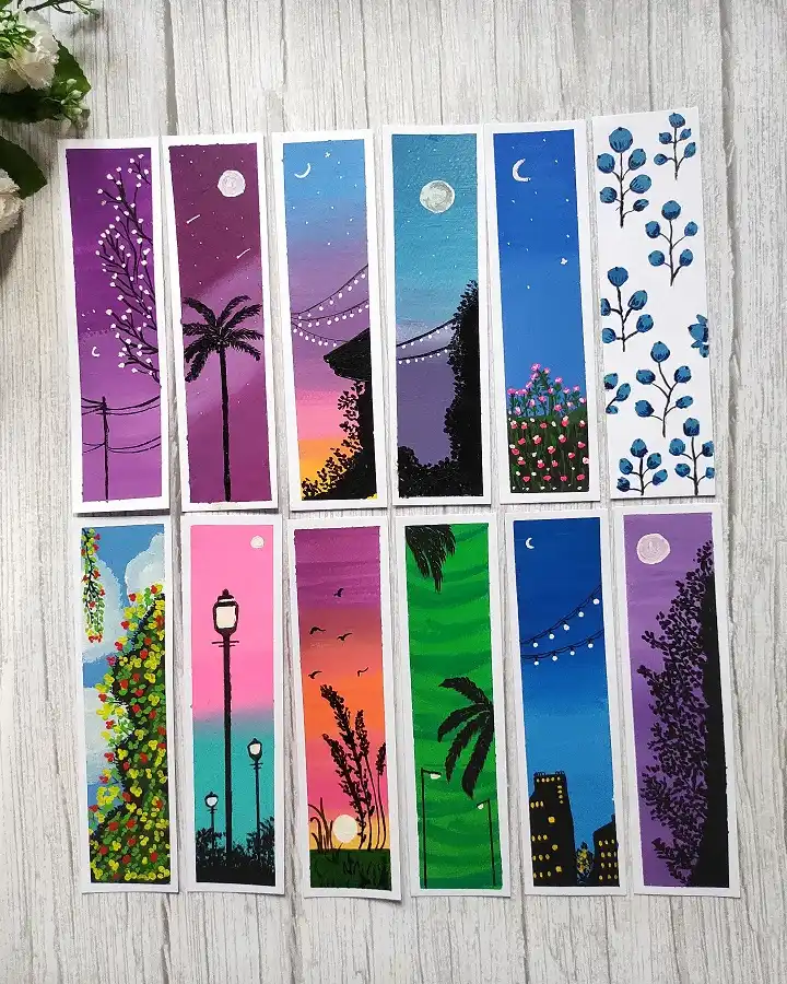 17 DIY Bookmark Ideas for Beginners 3 Alcohol marker bookmarks