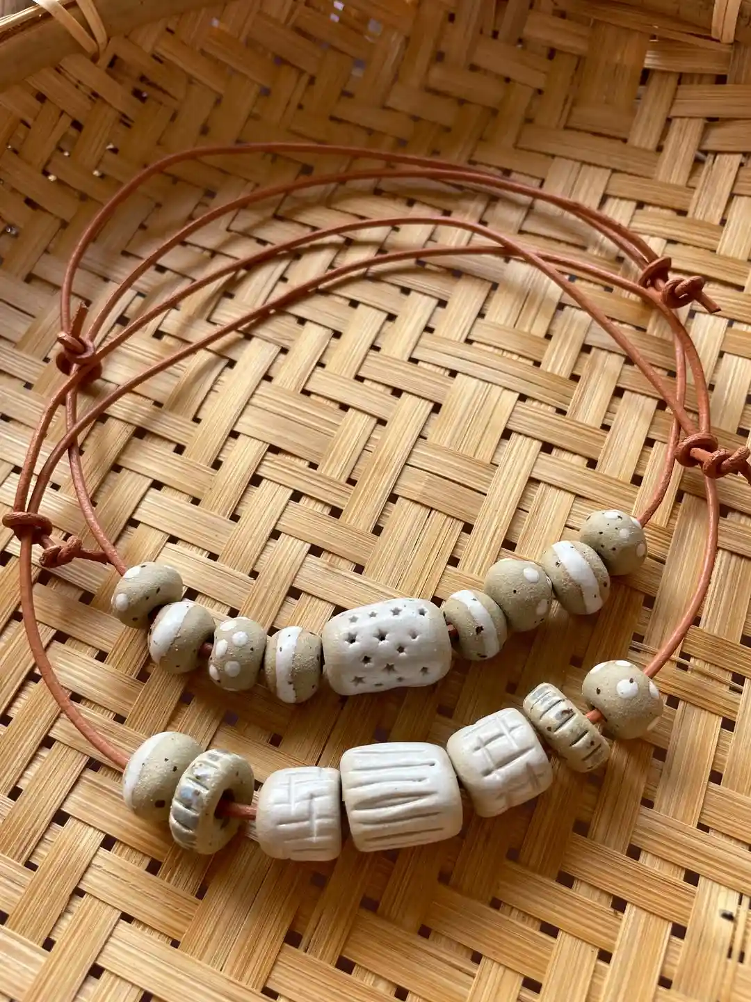 DIY clay beaded necklace