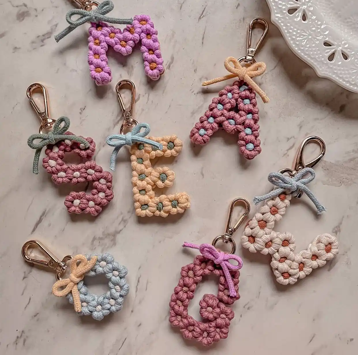 Handmade Letter Macrame Keychain
