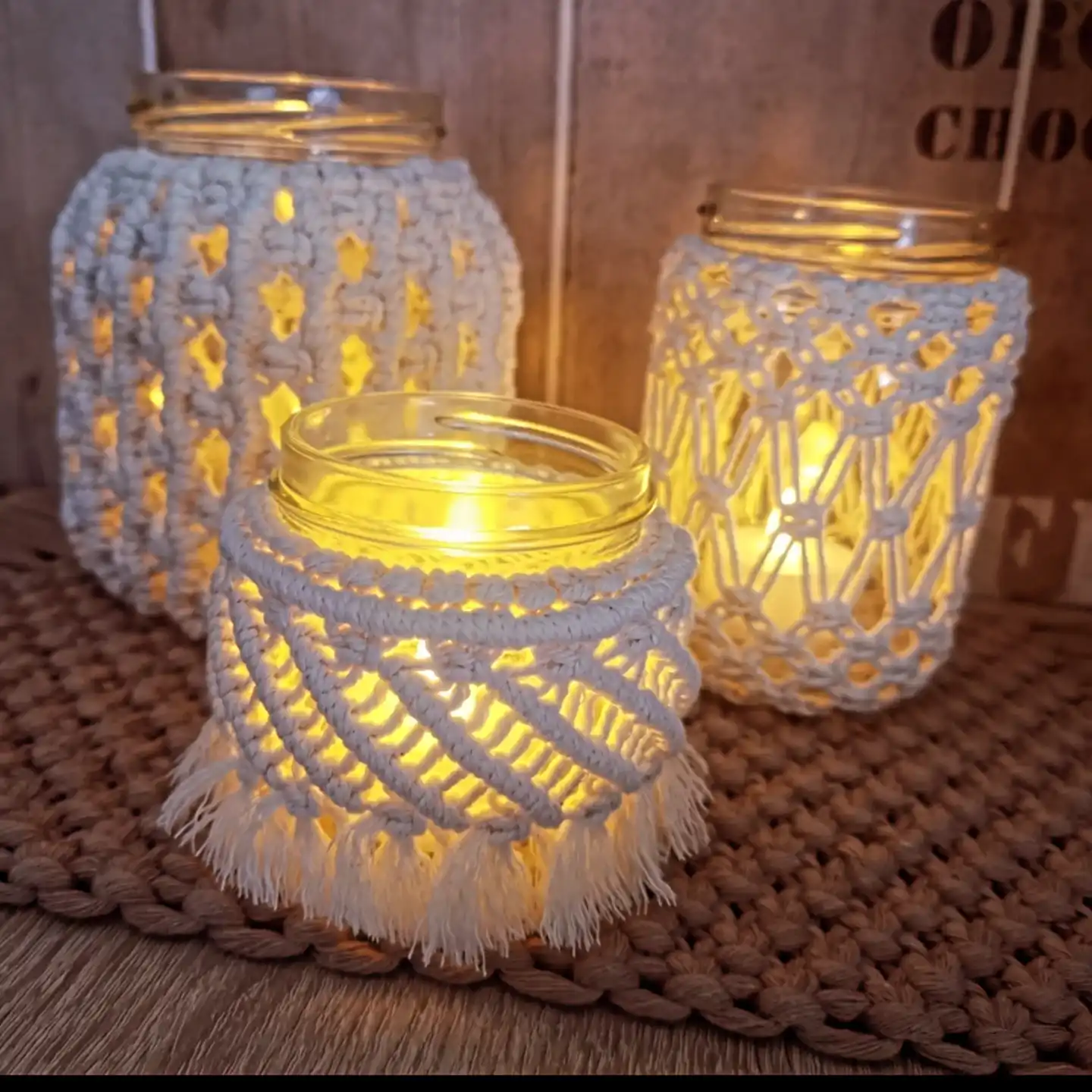 Macrame Candle Wrap