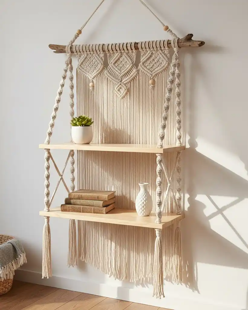 18 Macrame Gift Ideas to Make and Sell 13 Macrame Shelf Hanging