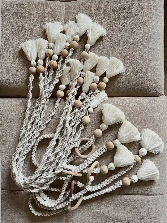 Macrame curtain holdbacks
