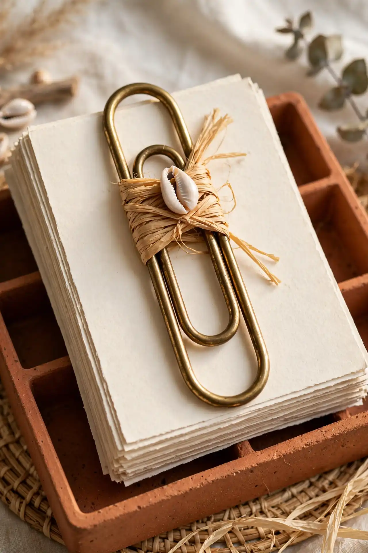 brass paperclip rattan terracotta