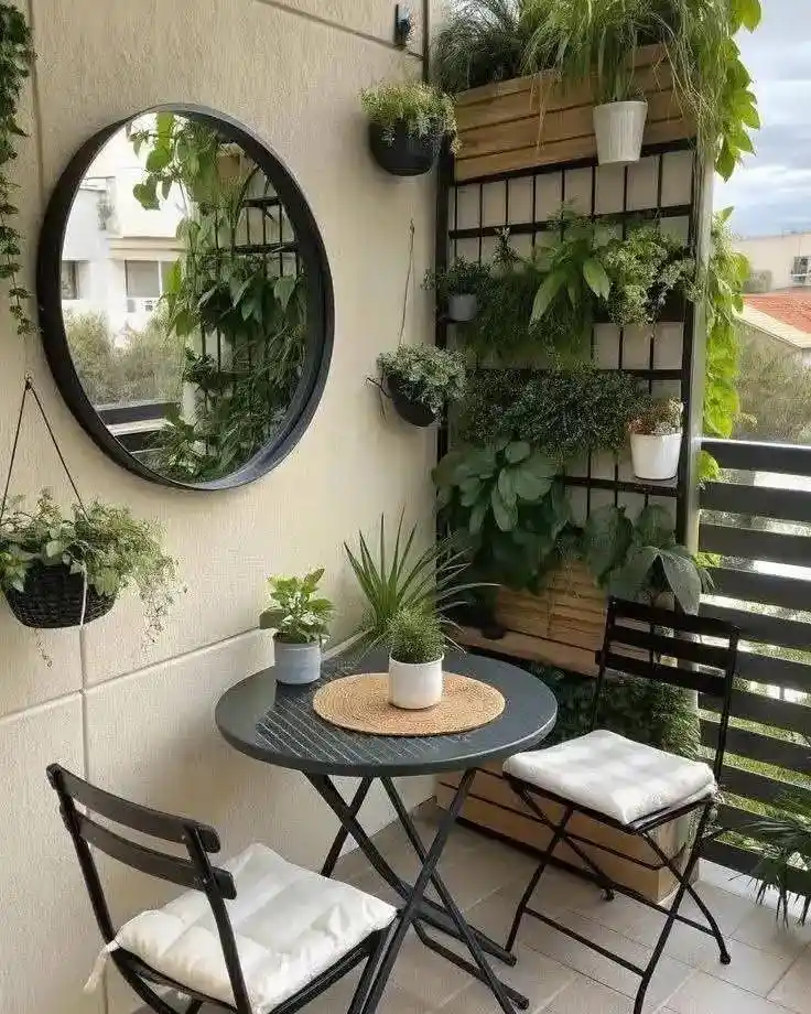 15 Small Balcony Ideas For Pet Owners 7 1. The Vertical Garden Sanctuary With Built-In Cat Perches