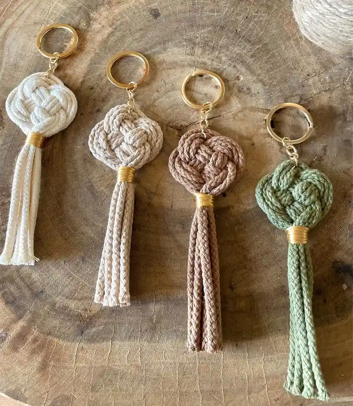 chevron macrame keychain