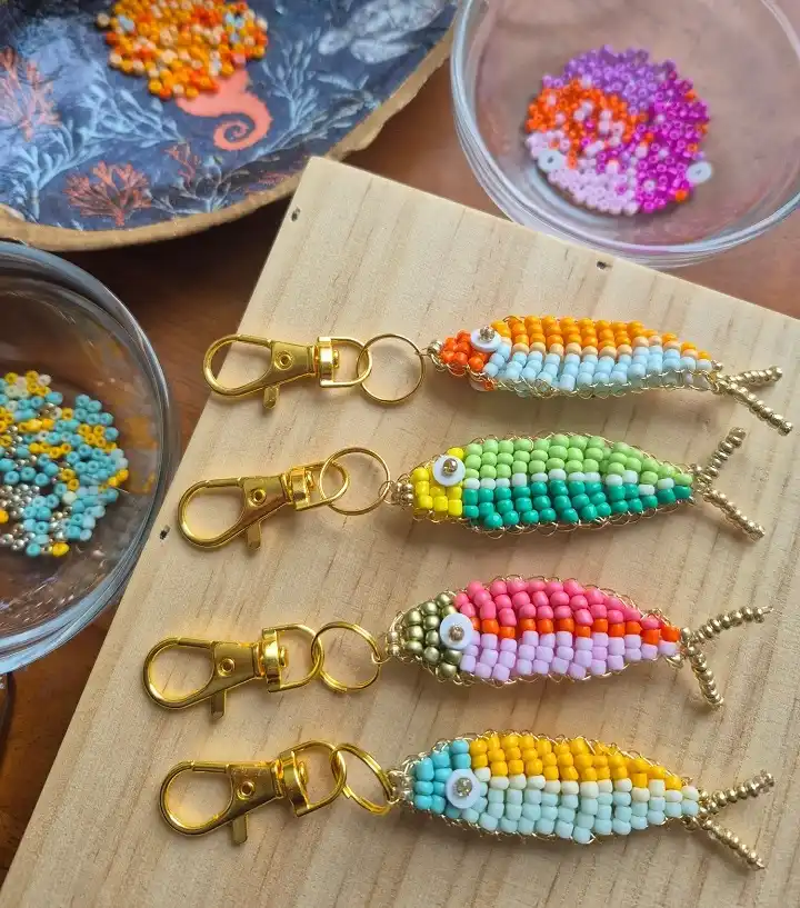 colorful beaded keychain