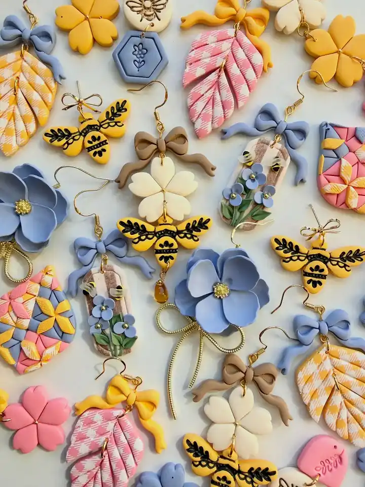 13 Polymer Clay Earring Ideas 12 colorful clay earrings