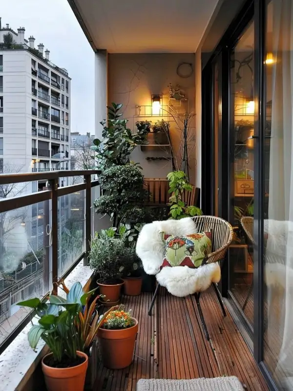 Cozy Fall Balcony Decor: 14 Ideas for Small Spaces 6 3. Give One Wall to Plants and Keep the Rest Clear
