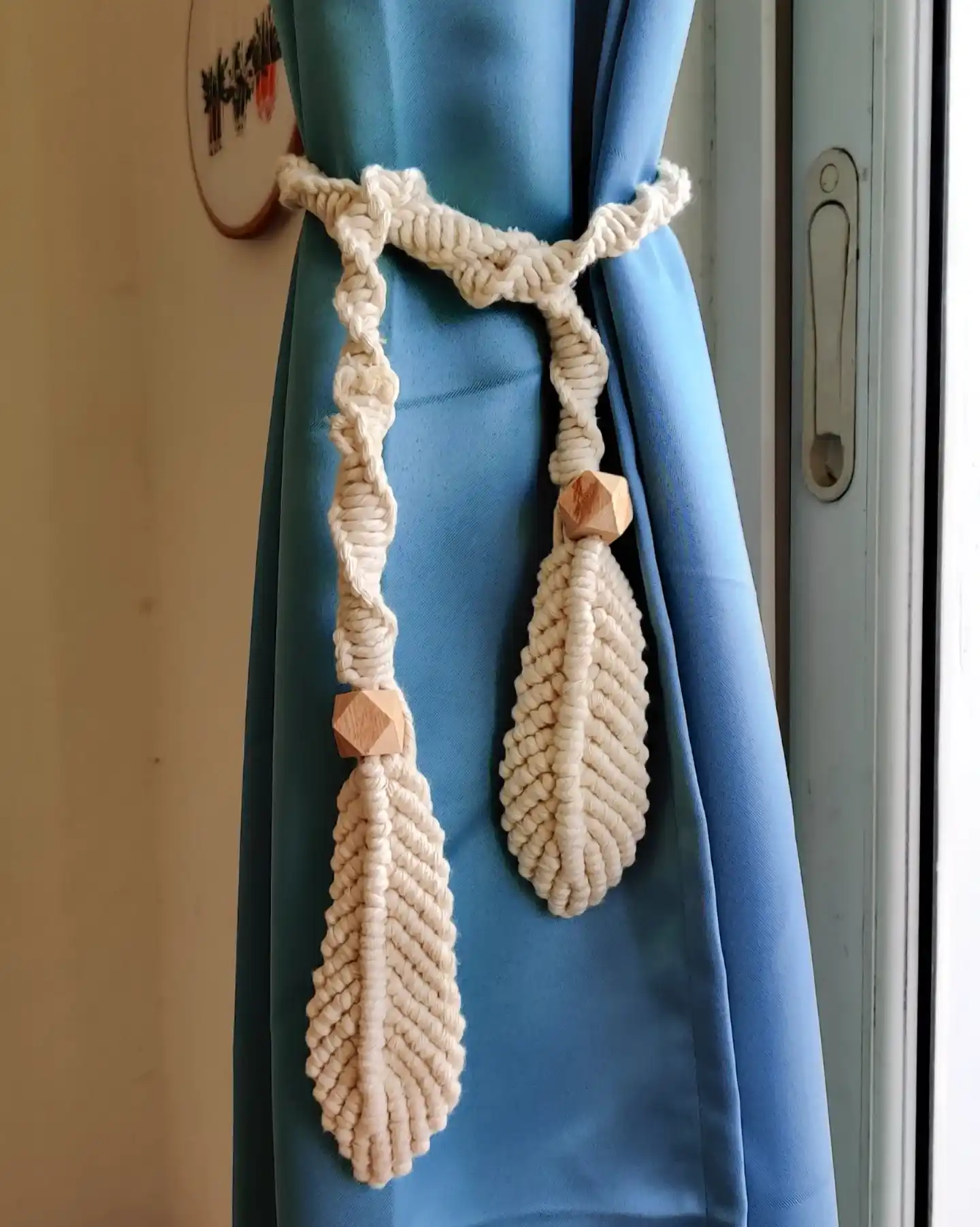 handmade macrame tieback curtain
