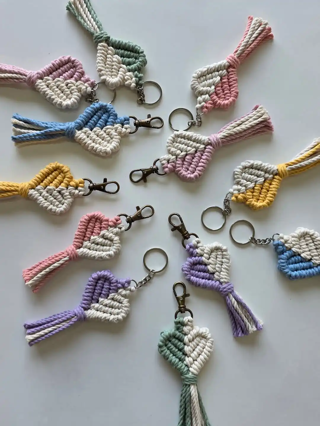 heart macrame keychain