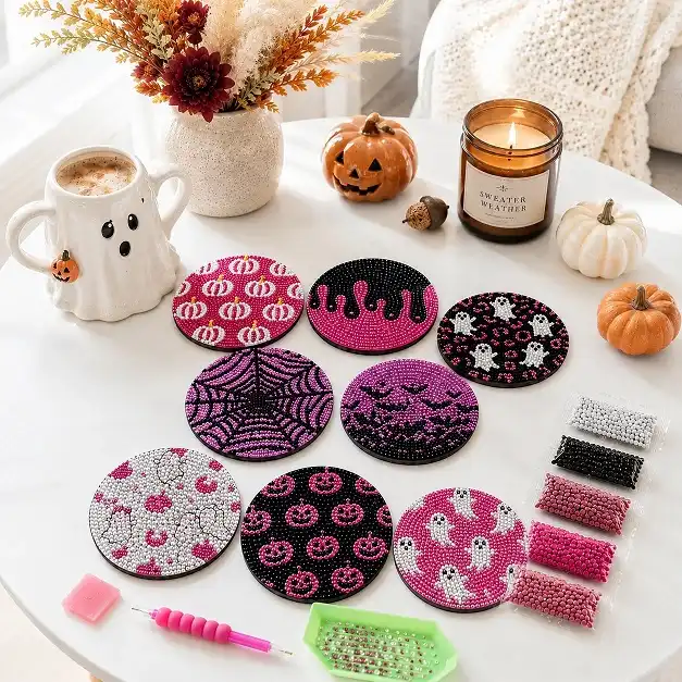 Diamond Painting Coasters in Pink and Black