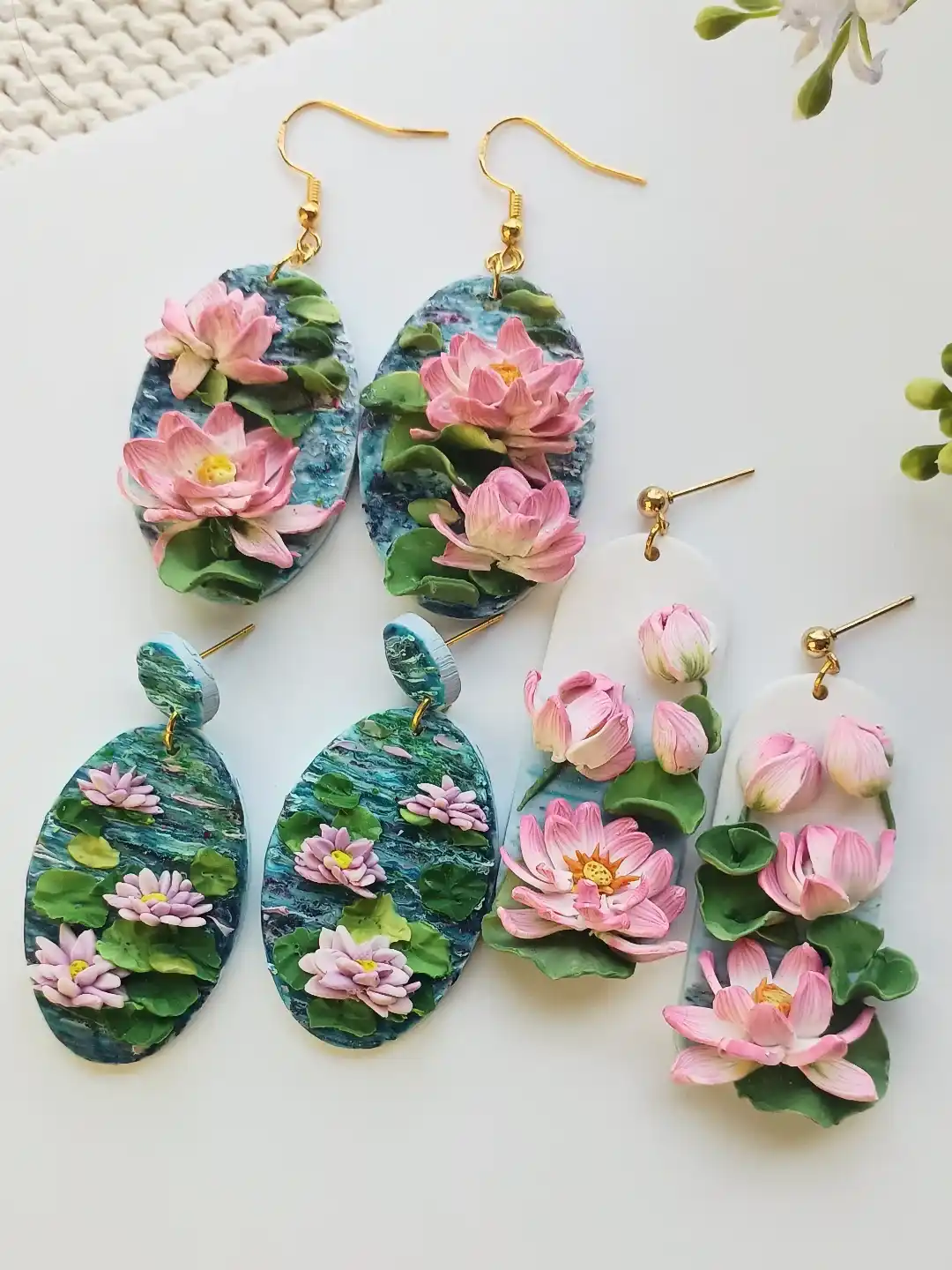 13 Polymer Clay Earring Ideas 11 leaf clay earrings