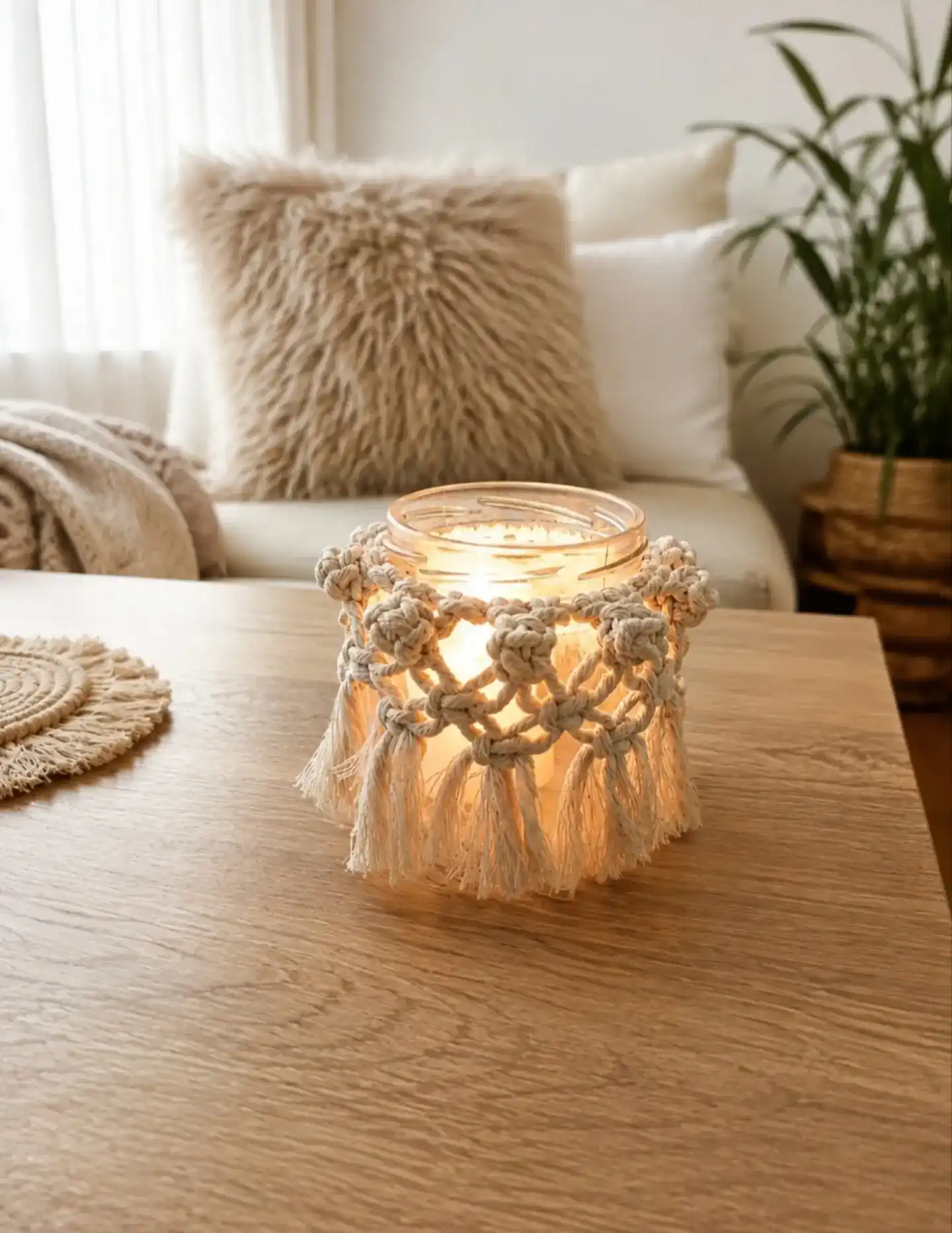macrame candle holder decor
