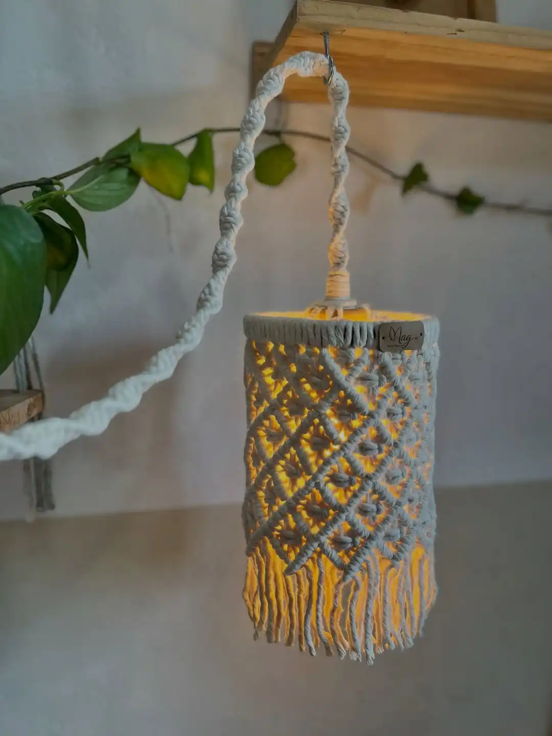 macrame hanging candle holder