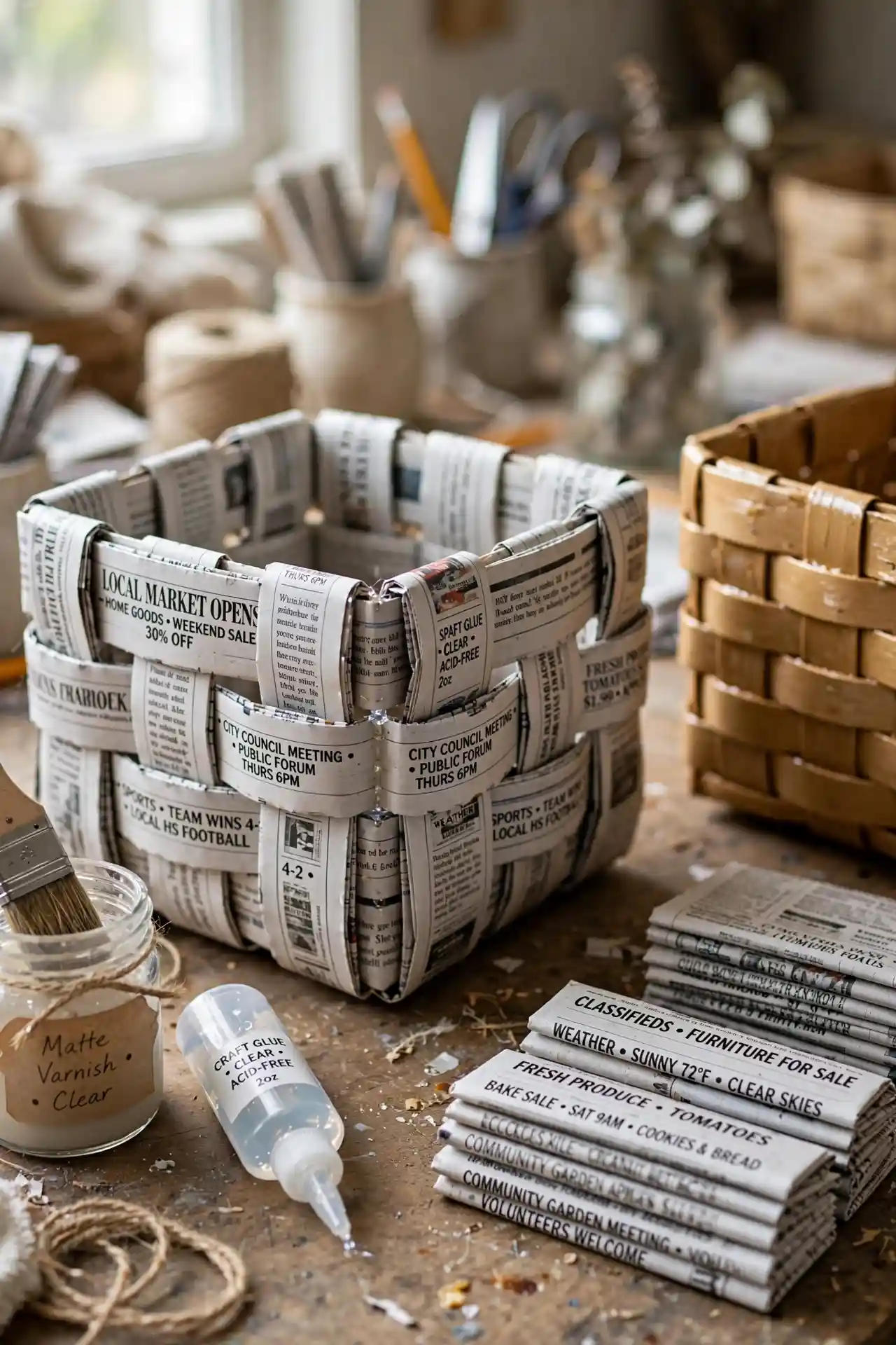 16 Newspaper Craft Ideas That Cost You Nothing 14 newspaper_basket_weaving