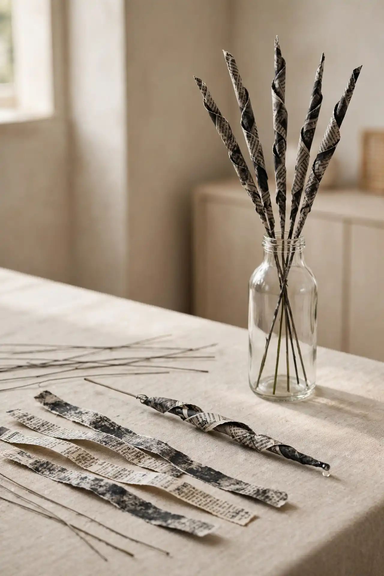 16 Newspaper Craft Ideas That Cost You Nothing 17 newspaper_wrapped_stems