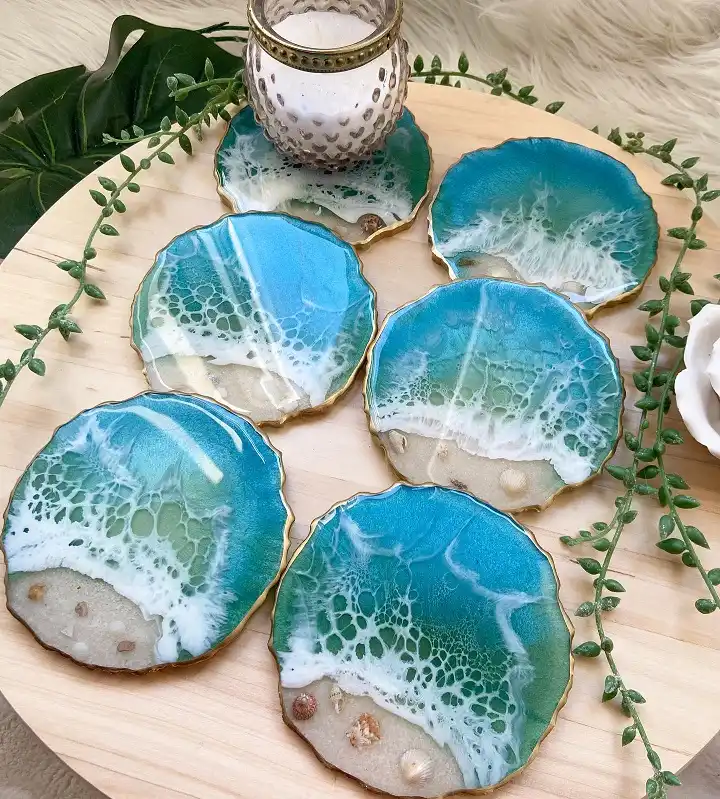 ocean resin coaster