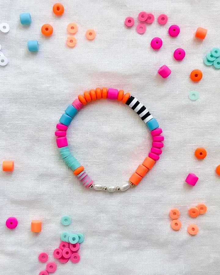 polymer clay beaded bracelet