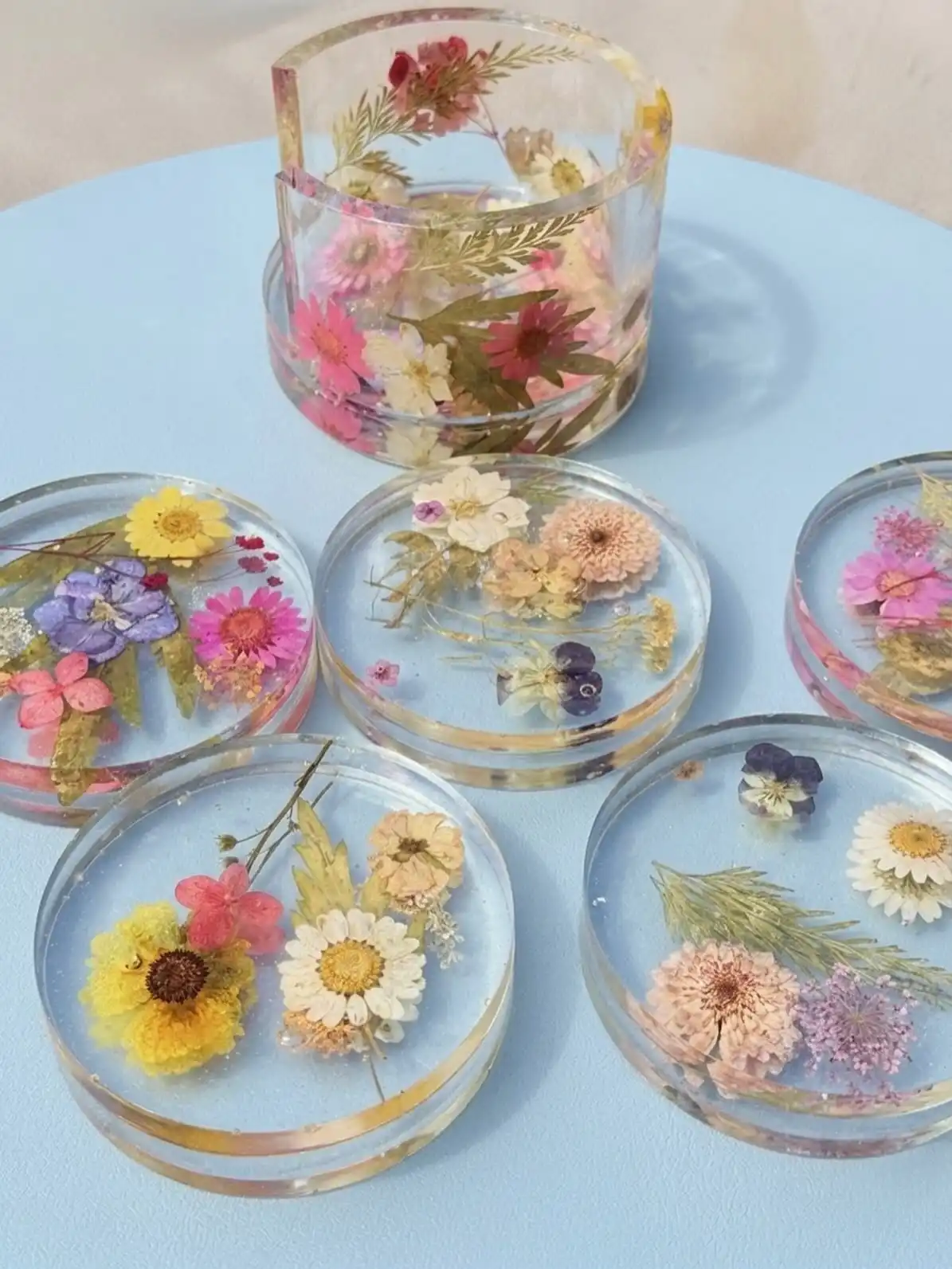 resin floral coaster