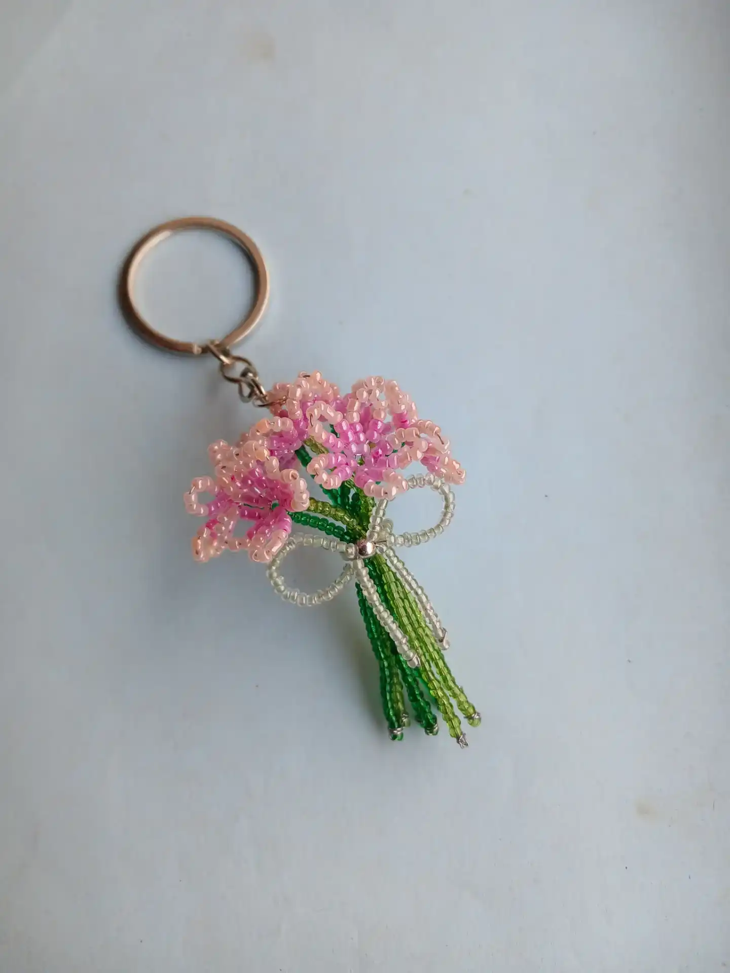 seed bead flower keychain